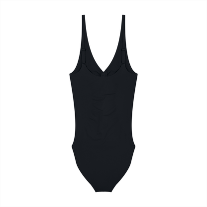 Women's Full-Zip Ruched Bodysuit in black, alternate angle