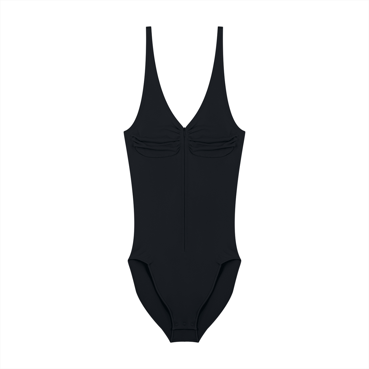 Women's Full-Zip Ruched Bodysuit in black
