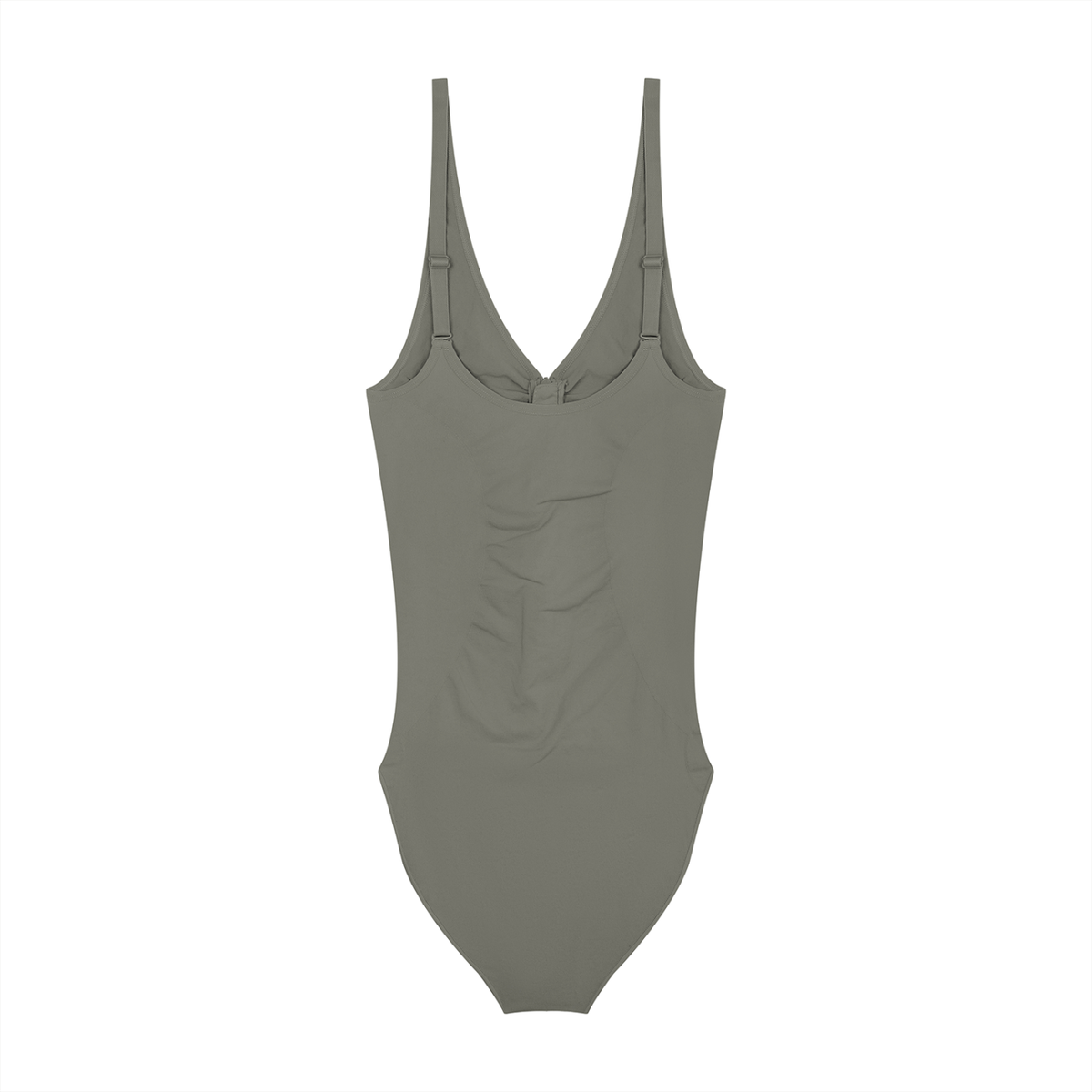 Women's Full-Zip Ruched Bodysuit in gray, alternate angle