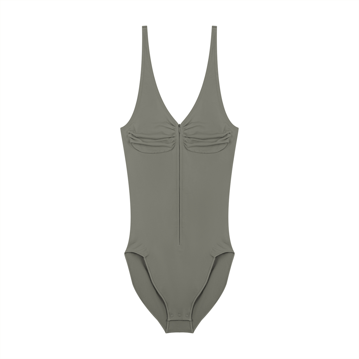 Women's Full-Zip Ruched Bodysuit in gray