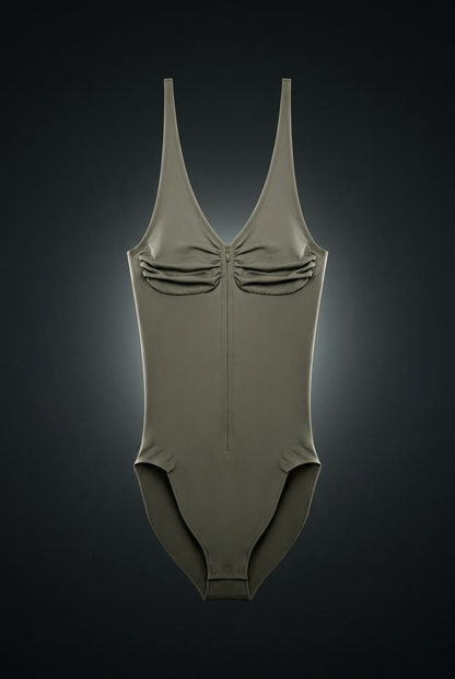 Women's Full-Zip Ruched Bodysuit