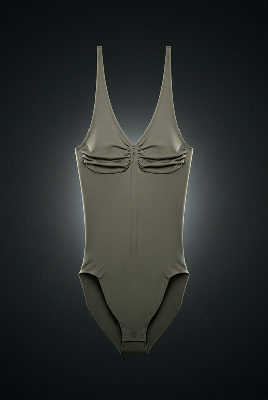 Women's Full-Zip Ruched Bodysuit