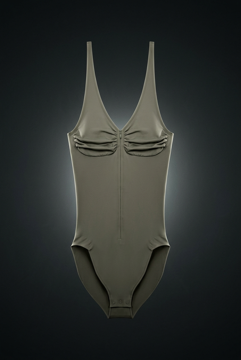 Women's Full-Zip Ruched Bodysuit