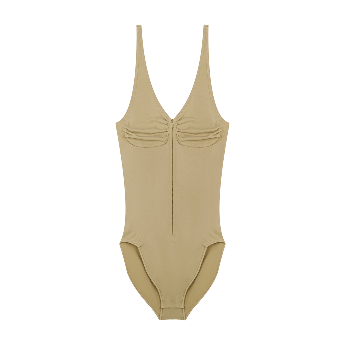 Women's Full-Zip Ruched Bodysuit in khaki