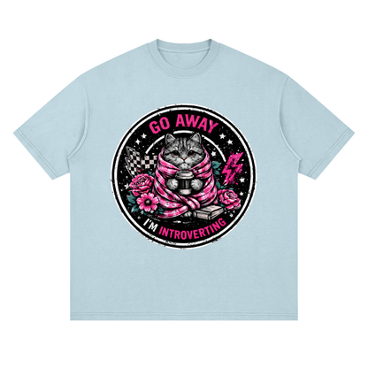 Women’s Go Away I’m Introverting Cat Drop-Shoulder T-Shirt