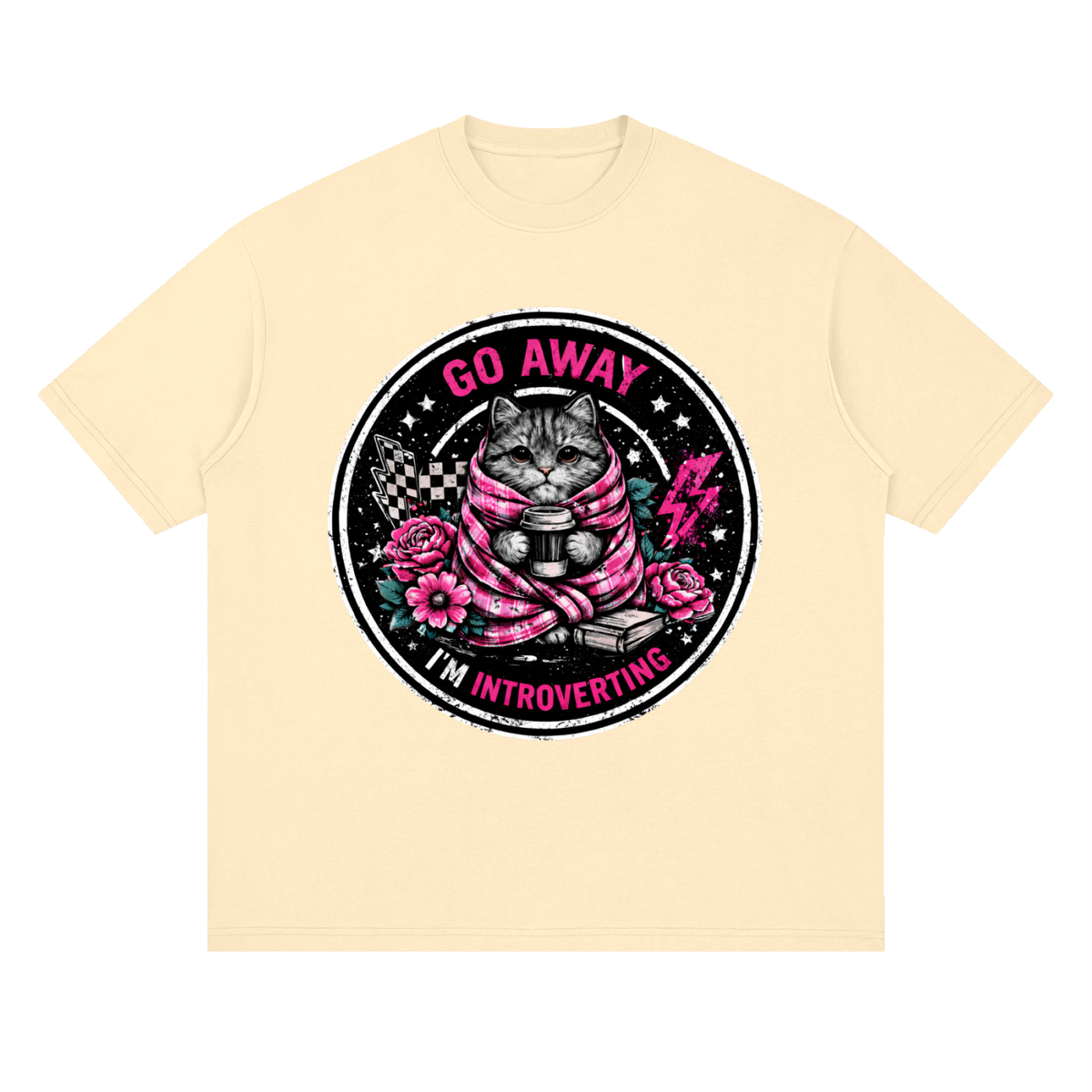 Women’s Go Away I’m Introverting Cat Drop-Shoulder T-Shirt