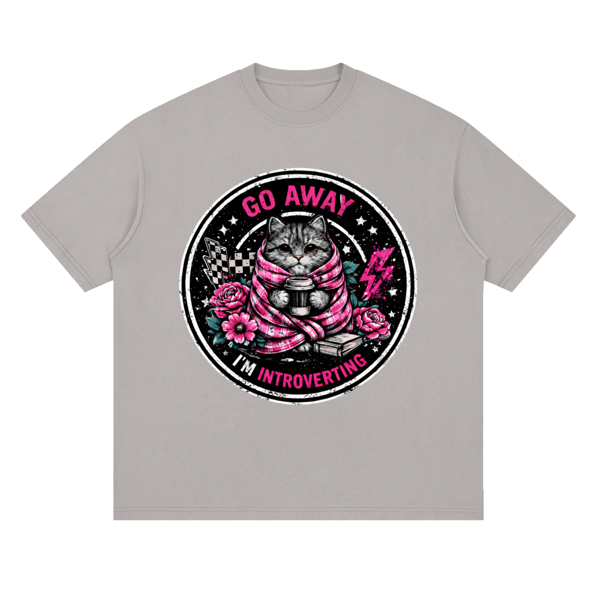 Women’s Go Away I’m Introverting Cat Drop-Shoulder T-Shirt