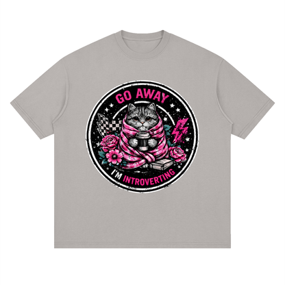Women’s Go Away I’m Introverting Cat Drop-Shoulder T-Shirt