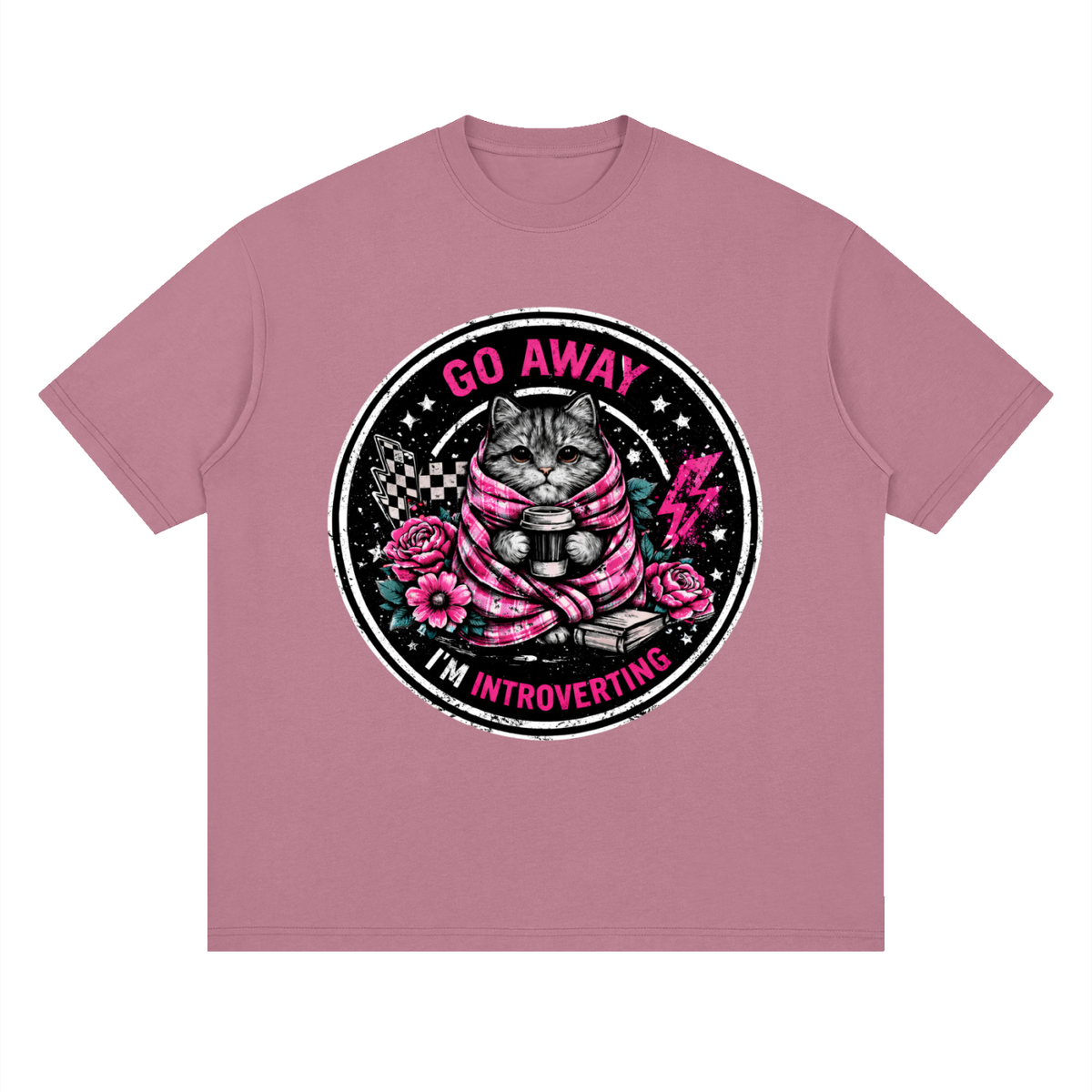 Women’s Go Away I’m Introverting Cat Drop-Shoulder T-Shirt