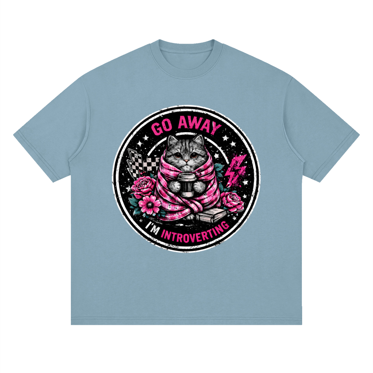 Women’s Go Away I’m Introverting Cat Drop-Shoulder T-Shirt