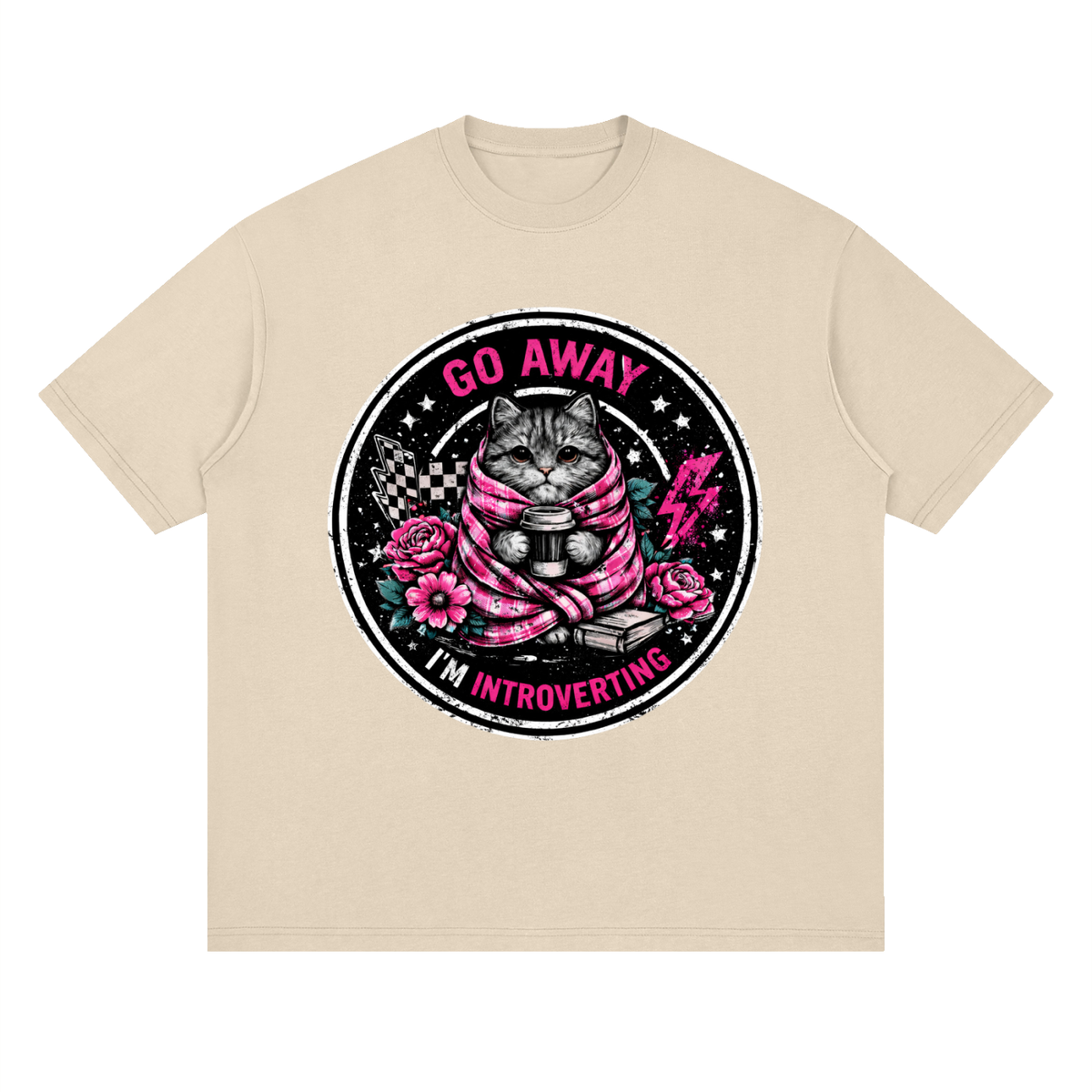 Women’s Go Away I’m Introverting Cat Drop-Shoulder T-Shirt