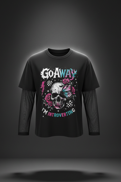 Women’s Go Away I’m Introverting sunfade long sleeve T-shirt in black