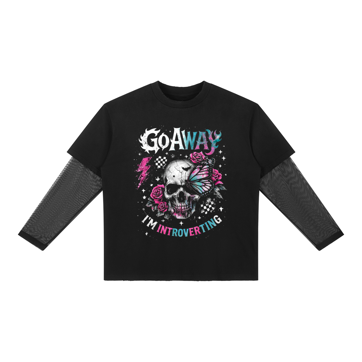 Women’s Go Away I’m Introverting Sunfade Long Sleeve T-Shirt - Black