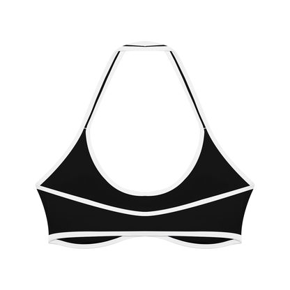 Women's Halter Color Block Yoga Sports Bra in black, alternate angle