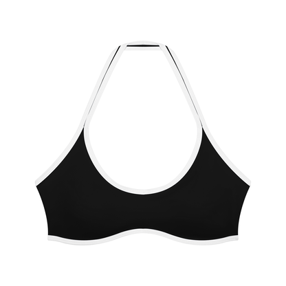Women's Halter Color Block Yoga Sports Bra in black