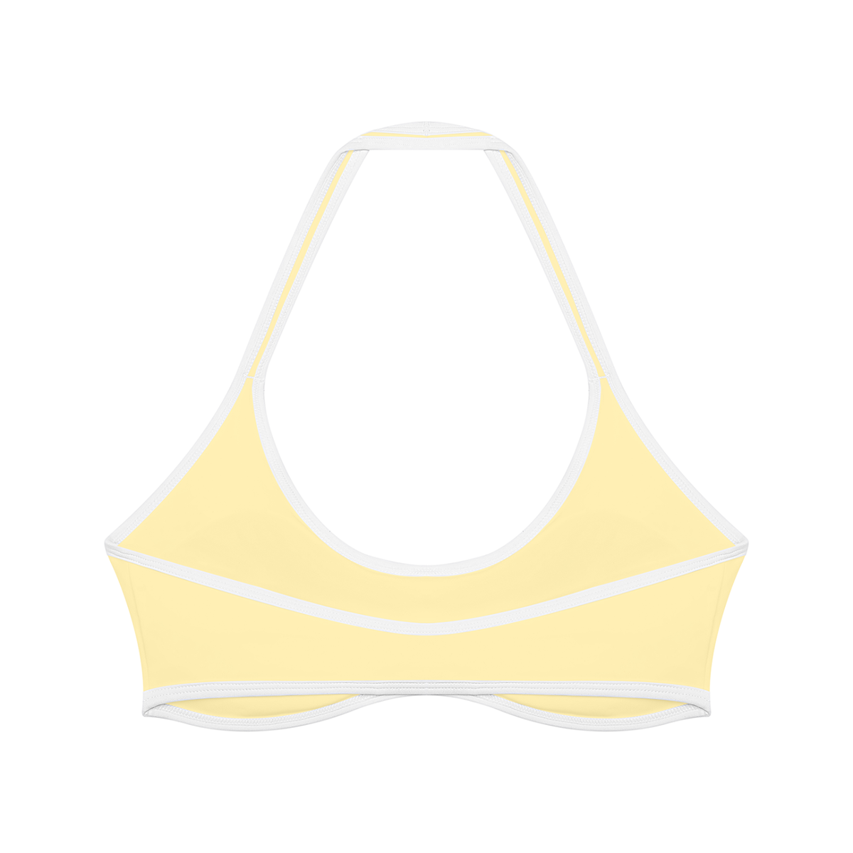 Women's Halter Color Block Yoga Sports Bra in light yellow, alternate angle