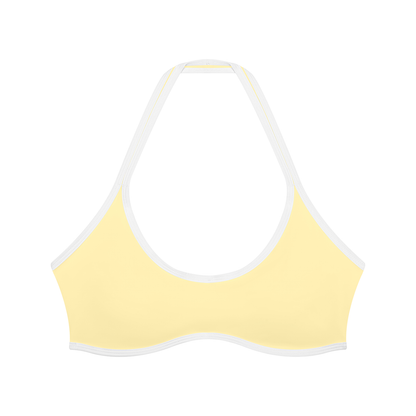 Women's Halter Color Block Yoga Sports Bra in light yellow