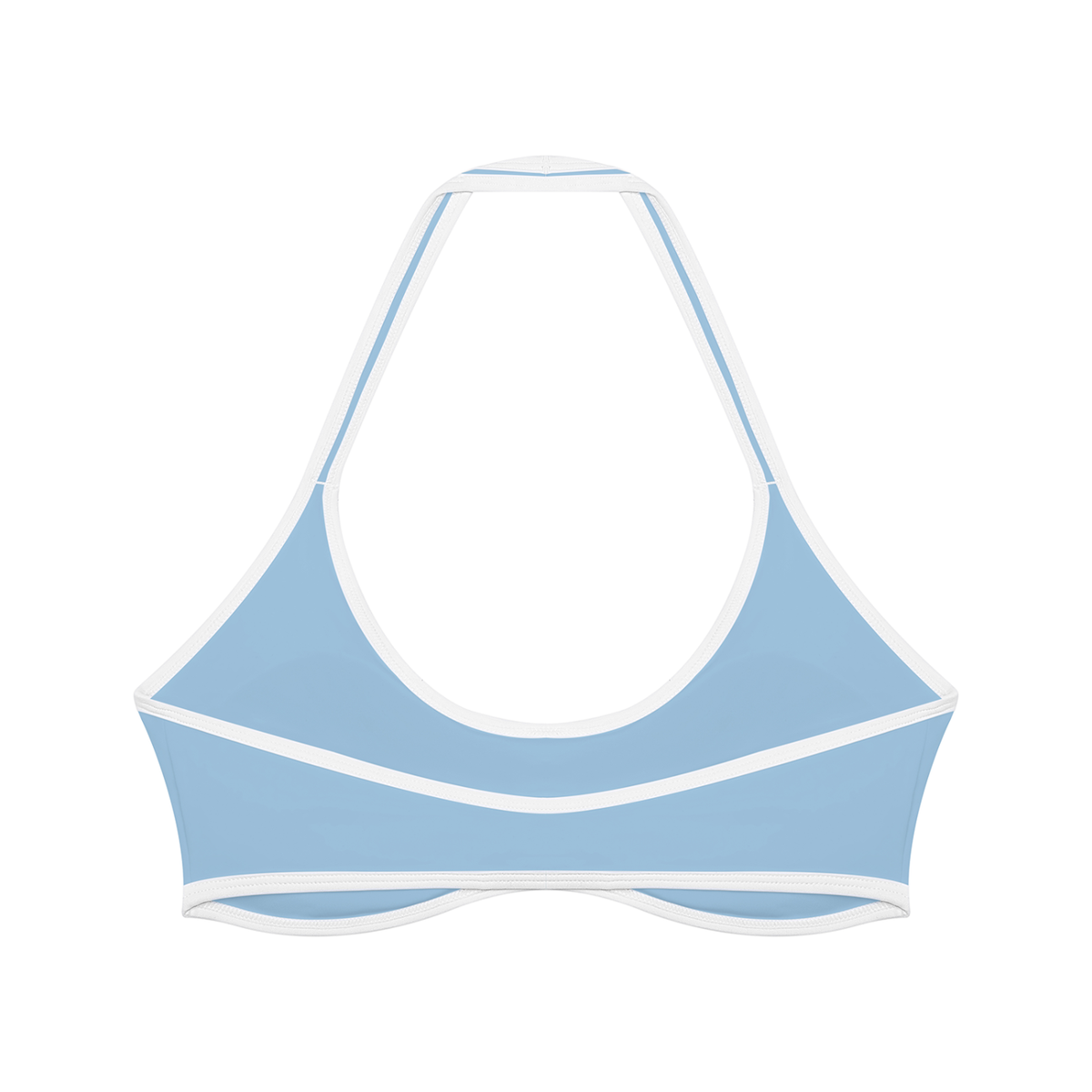 Women's Halter Color Block Yoga Sports Bra in sky blue, alternate angle