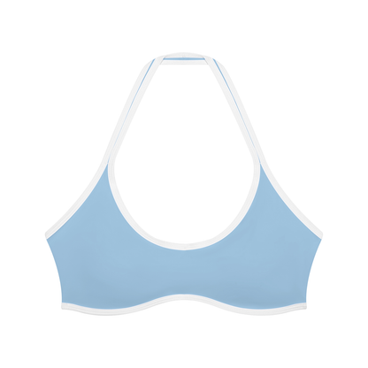 Women's Halter Color Block Yoga Sports Bra in sky blue
