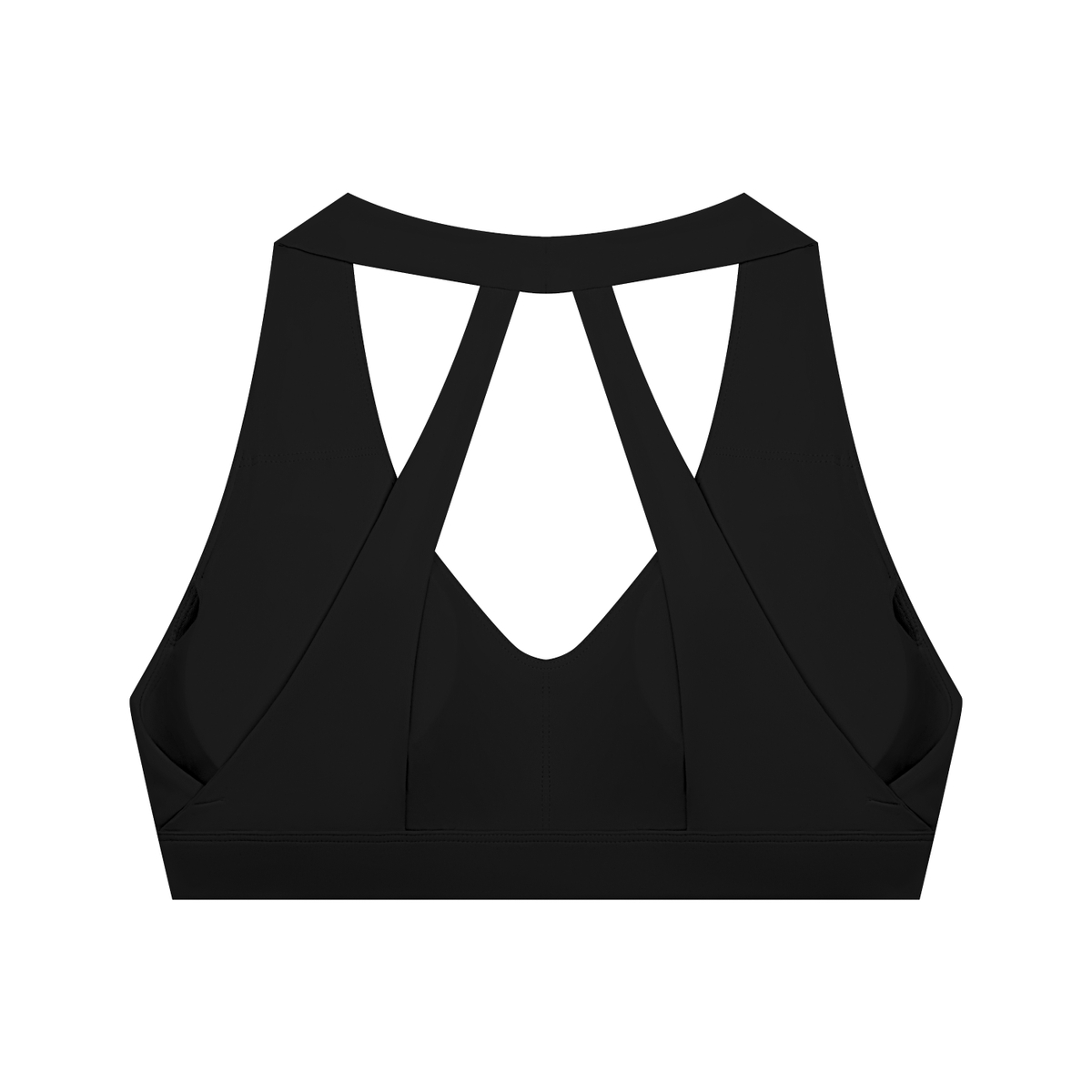 Women's Halter Cropped Sports Bra in black, alternate angle