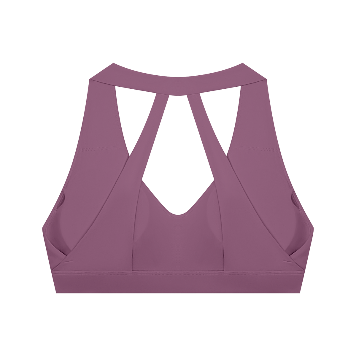 Women's Halter Cropped Sports Bra in plum purple, alternate angle