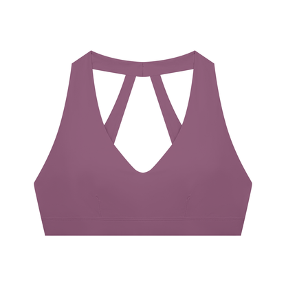 Women's Halter Cropped Sports Bra in plum purple