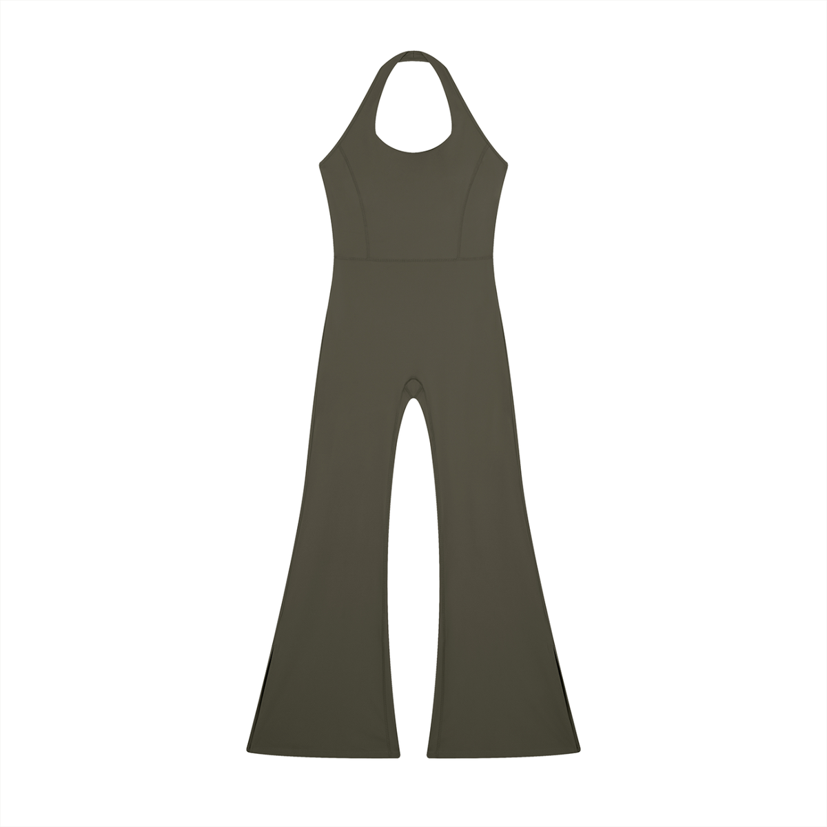 Women's Halter Flared Jumpsuit in army green