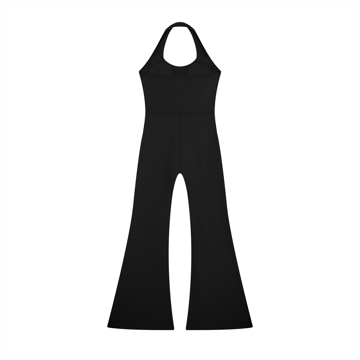 Women's Halter Flared Jumpsuit in black, alternate angle