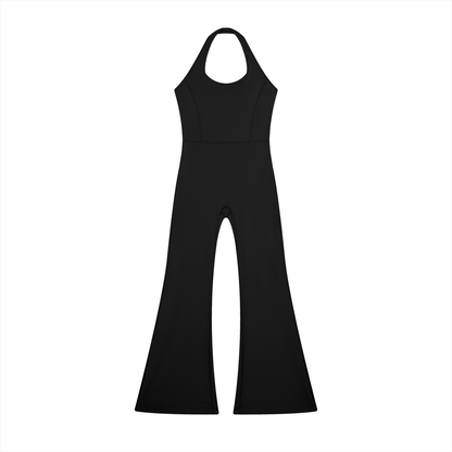Women's Halter Flared Jumpsuit in black