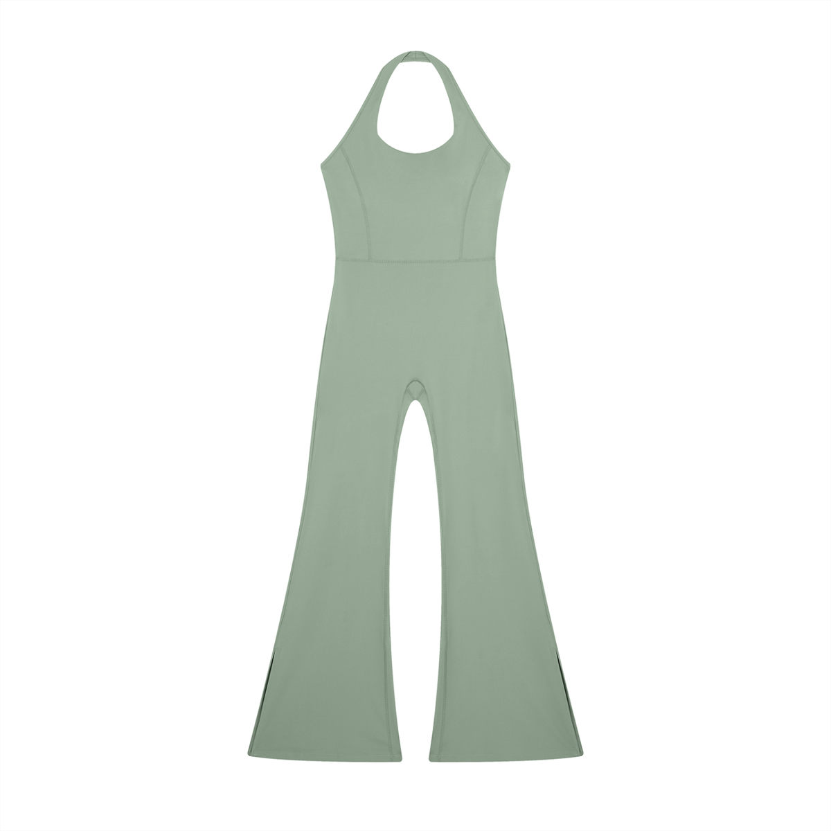 Women's Halter Flared Jumpsuit in gray green