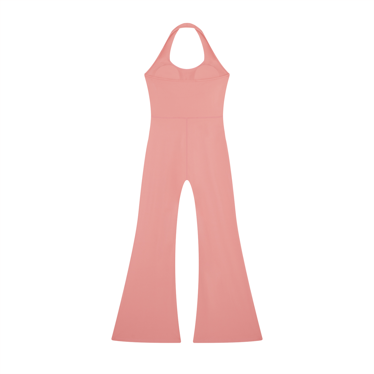 Women's Halter Flared Jumpsuit in pink, alternate angle