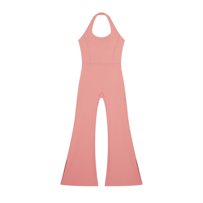 Women's Halter Flared Jumpsuit in pink