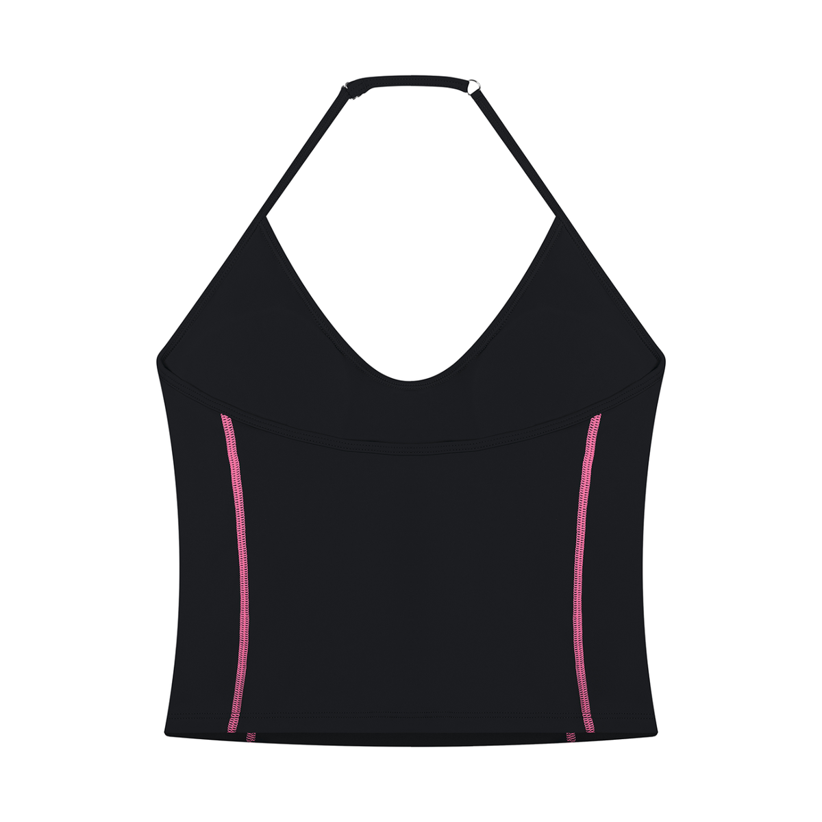 Women's Halter Neck Yoga Tank Top in black, alternate angle