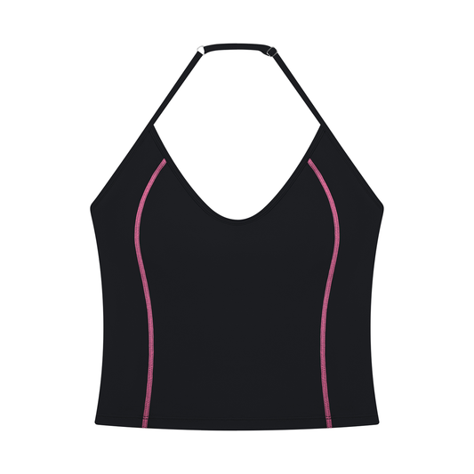 Women's Halter Neck Yoga Tank Top in black