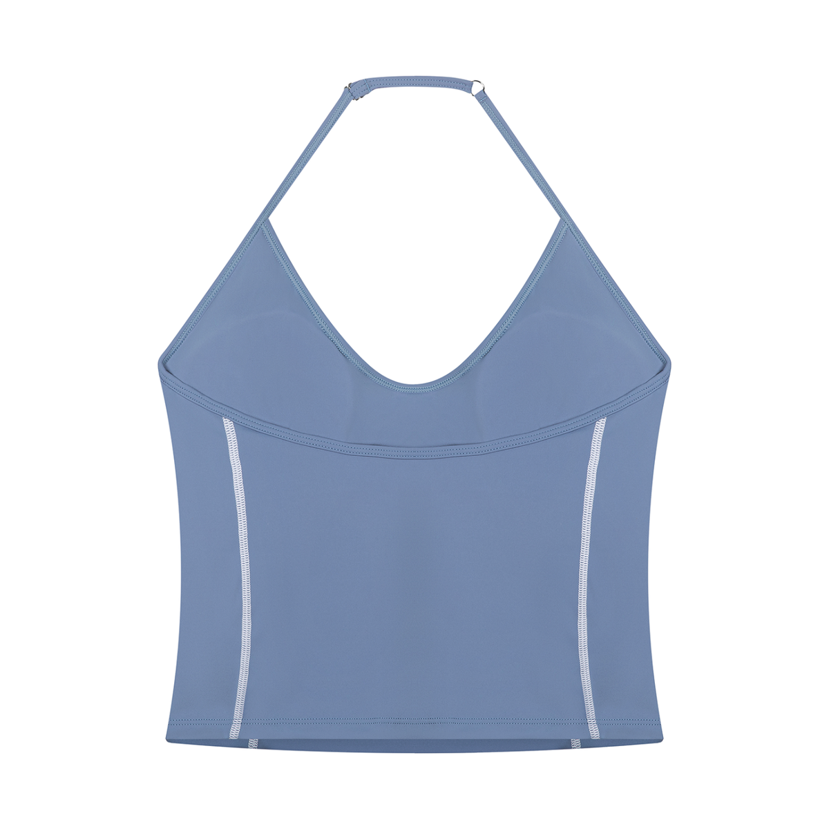 Women's Halter Neck Yoga Tank Top in blue, alternate angle