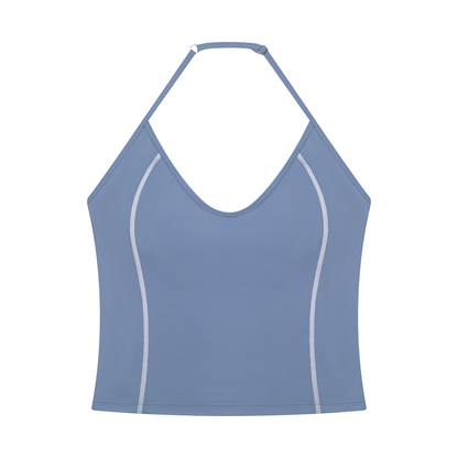 Women's Halter Neck Yoga Tank Top in blue