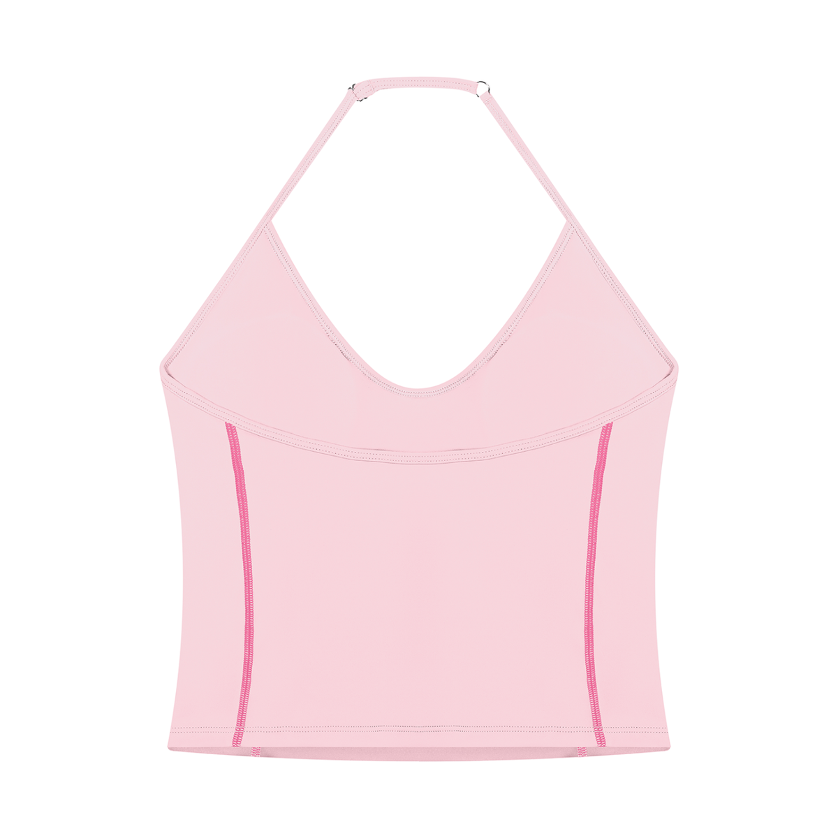 Women's Halter Neck Yoga Tank Top in pink, alternate angle