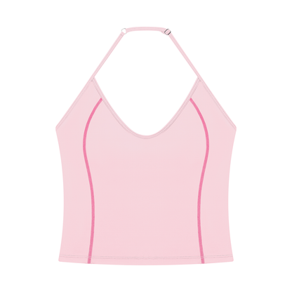 Women's Halter Neck Yoga Tank Top in pink