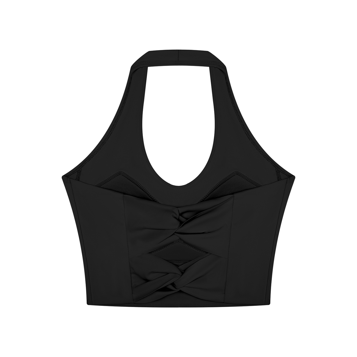 Women's Halter Yoga Sports Bra in black, alternate angle