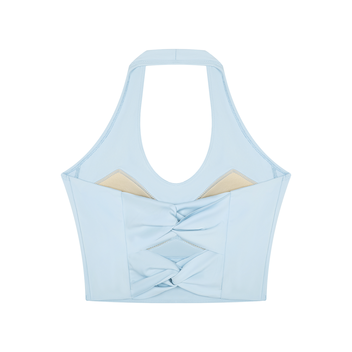 Women's Halter Yoga Sports Bra in light blue, alternate angle