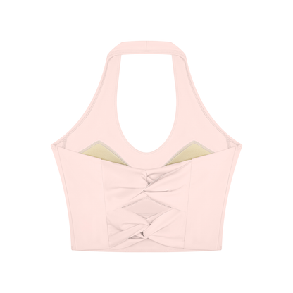 Women's Halter Yoga Sports Bra in light pink, alternate angle