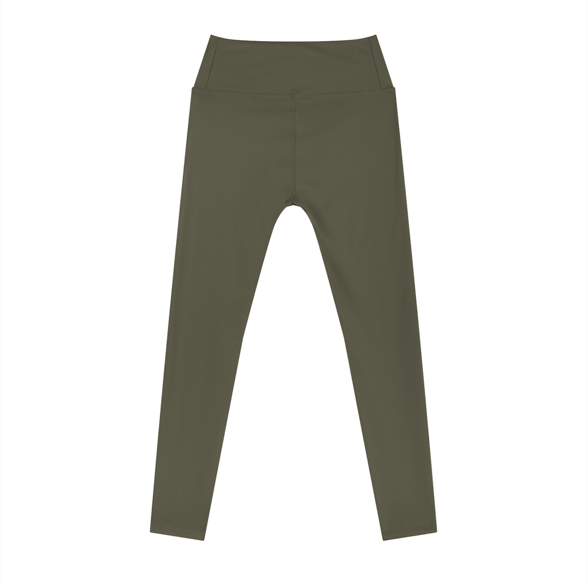 Women's High Rise Ankle Length Leggings in army green, alternate angle