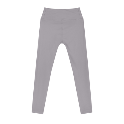 Women's High Rise Ankle Length Leggings in gray purple, alternate angle