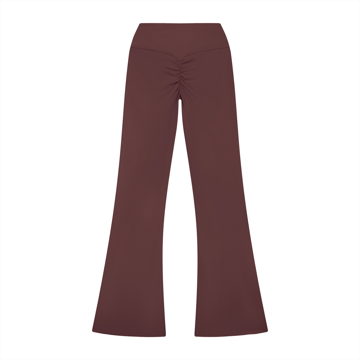 Women's High Rise Flared Leggings in plum purple, alternate angle