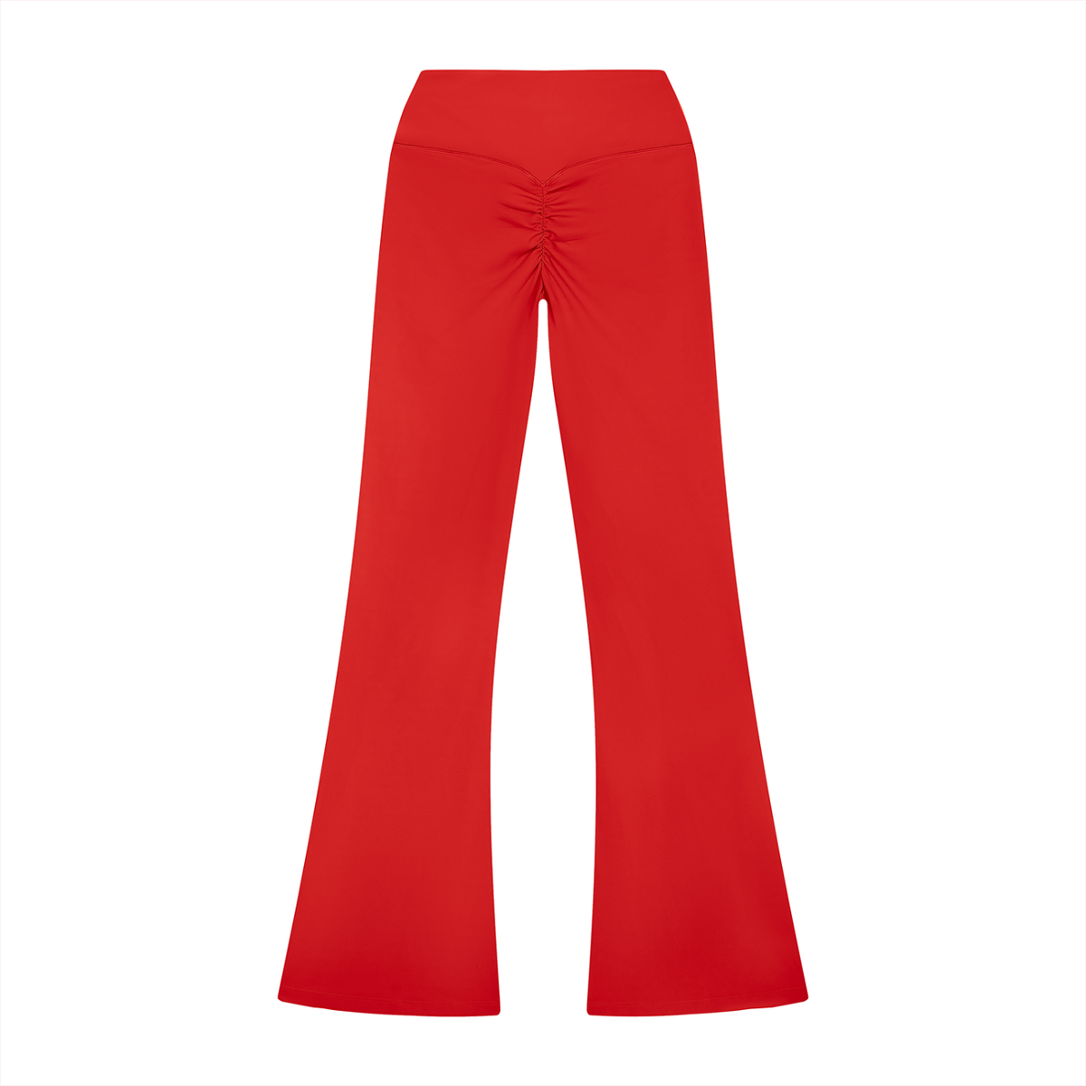 Women's High Rise Flared Leggings in red, alternate angle