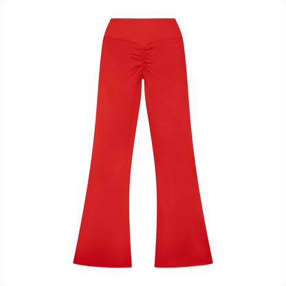 Women's High Rise Flared Leggings in red, alternate angle