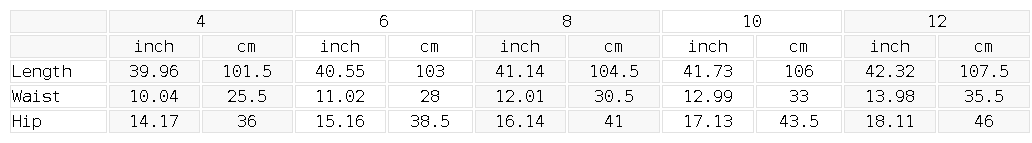 Size chart for the Women's High Rise Flared Leggings