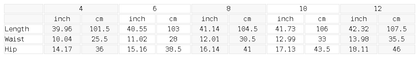 Size chart for the Women's High Rise Flared Leggings