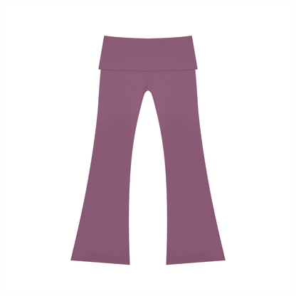 Women's High Rise Flared Yoga Pants in plum purple, alternate angle