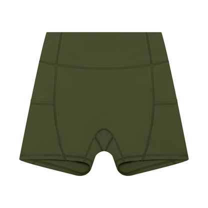 Women's High Rise Pocket Yoga Shorts in army green